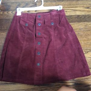Red button down corduroy skirt